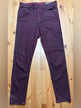 Rag & Bone Nina High-Rise Skinny Coated Wine Denim Jeans - Size 28